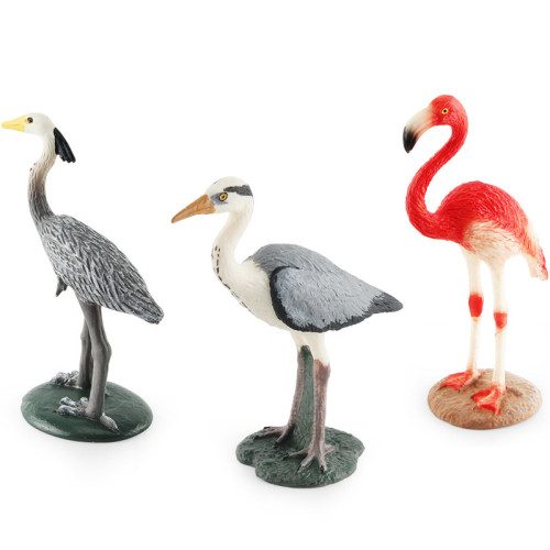 新品益智仿真火烈鳥蒼鷺鶴桌面飛禽鳥類模型靜態擺件玩具