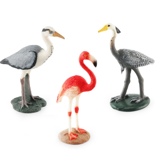 新品益智仿真火烈鳥蒼鷺鶴桌面飛禽鳥類模型靜態擺件玩具