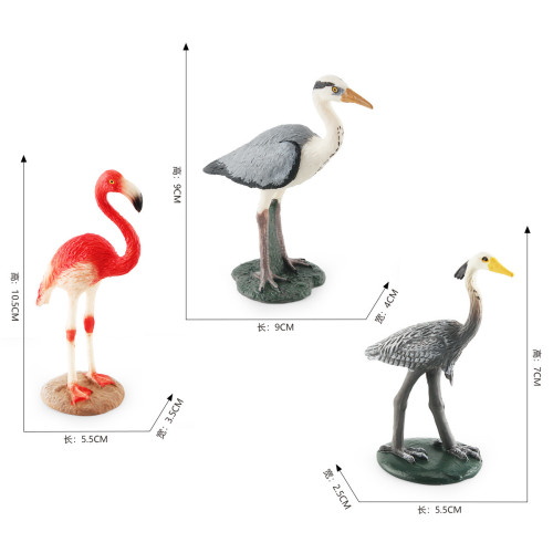 新品益智仿真火烈鳥蒼鷺鶴桌面飛禽鳥類模型靜態擺件玩具