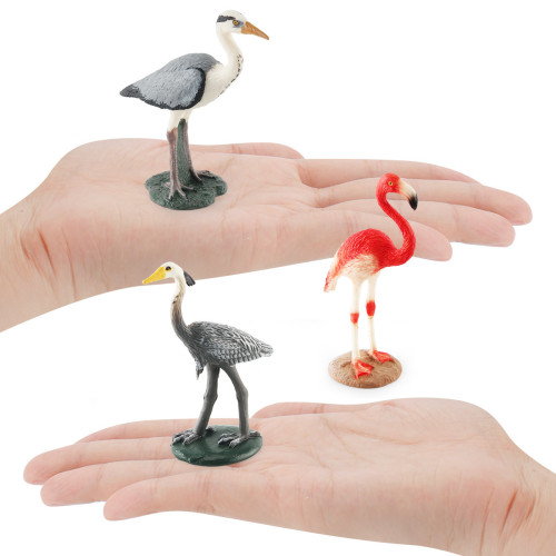 新品益智仿真火烈鳥蒼鷺鶴桌面飛禽鳥類模型靜態擺件玩具