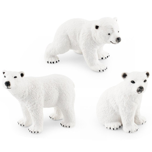 家 仿真北極熊背仔企鵞北極熊極地套裝靜態擺件模型玩具 家 仿真北極熊背仔企鵞北極熊極地套裝靜態擺件模型玩具