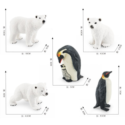 家 仿真北極熊背仔企鵞北極熊極地套裝靜態擺件模型玩具 家 仿真北極熊背仔企鵞北極熊極地套裝靜態擺件模型玩具