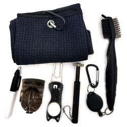 新款碳纖維果嶺叉劃線器畫筆毛巾golf高爾夫球清潔刷新款刷套裝