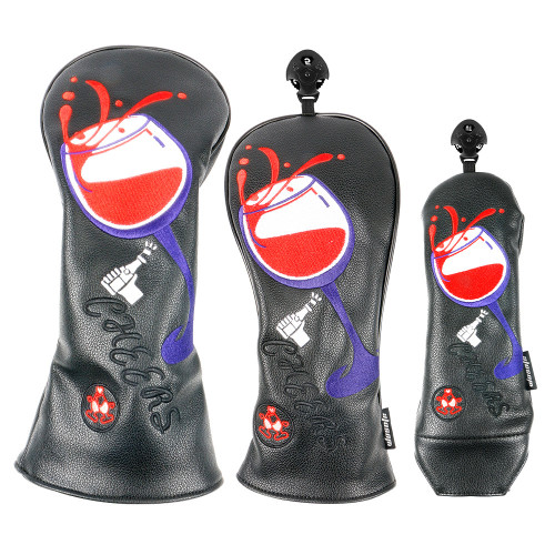 pu球桿帽套酒杯刺綉保護套木桿套  golf head cover 高爾夫球桿套