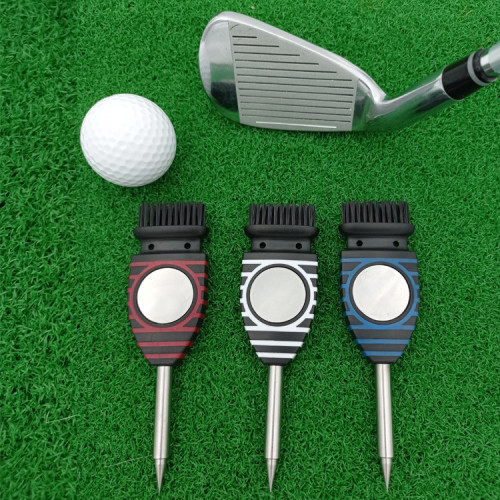 升級新款】帶磁球標 鋼釘溝槽清潔工具golf高爾夫球桿清潔刷