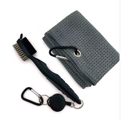 高爾夫球清潔配件套裝 8色選擇 運動毛巾+高爾夫球桿清潔刷