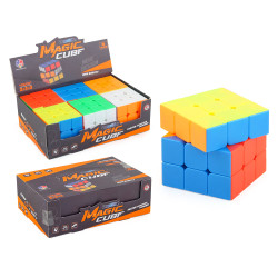 家 實色旋轉磁力魔方 帶彈簧順滑旋轉智力魔方玩具展示盒
