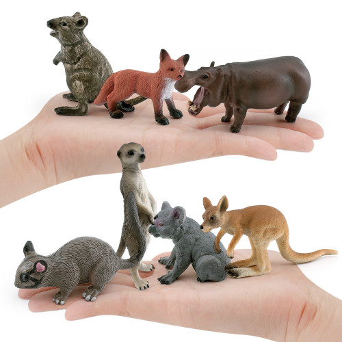 仿真森林動物袋鼠臭鼬狐獴負鼠河馬卡拉樹熊模型靜態擺件