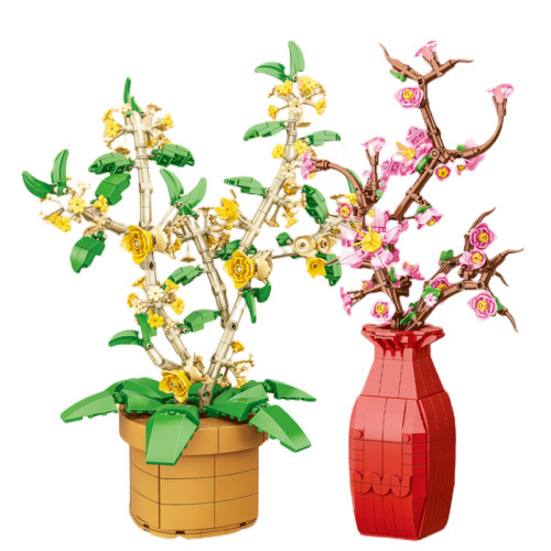 家正博小顆粒積木花仿真櫻花玫瑰雛菊兼容某高積木模型玩具 家正博小顆粒積木花仿真櫻花玫瑰雛菊兼容某高積木模型玩具