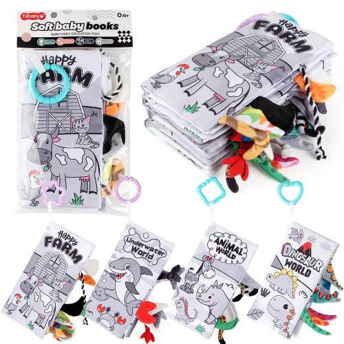 家嬰幼兒撕不爛可水洗尾巴布書4頁8面早教認知動物海洋布書 家嬰幼兒撕不爛可水洗尾巴布書4頁8面早教認知動物海洋布書