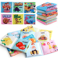 家 6PC嬰幼兒早教認知撕不爛英文布書 帶響紙寶寶布書套裝