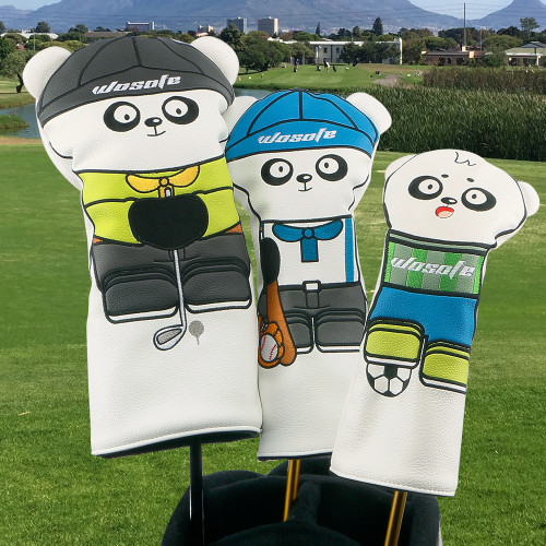 新款pu卡通熊貓刺綉桿頭Golf headcover高爾夫球木桿帽套 新款pu卡通熊貓刺綉桿頭Golf headcover高爾夫球木桿帽套