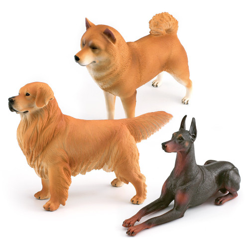 仿真寵物狗狗模型 大號實心金毛柴犬杜賓犬靜態擺件玩具 仿真寵物狗狗模型 大號實心金毛柴犬杜賓犬靜態擺件玩具