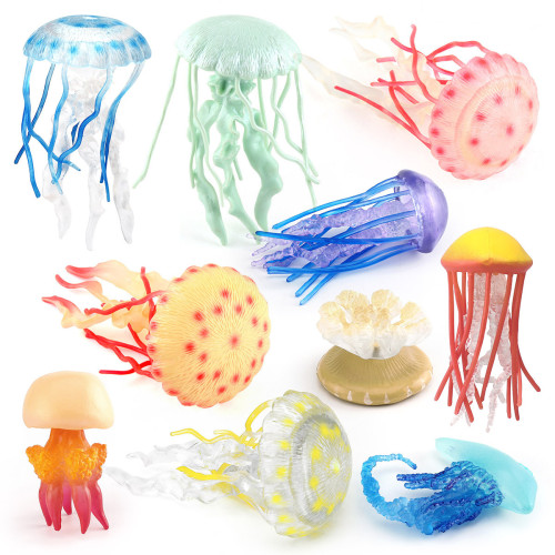 仿真海洋海底生物靜態海蜇軟膠水母模型桌面靜態擺件玩具 仿真海洋海底生物靜態海蜇軟膠水母模型桌面靜態擺件玩具
