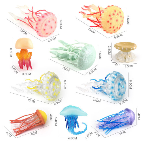 仿真海洋海底生物靜態海蜇軟膠水母模型桌面靜態擺件玩具 仿真海洋海底生物靜態海蜇軟膠水母模型桌面靜態擺件玩具
