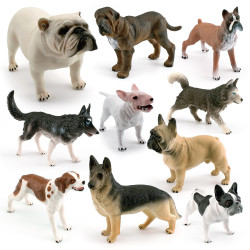家 仿真鬥牛犬哈士奇牛頭梗牧羊犬紐波利頓犬靜態模型玩具