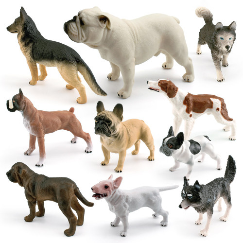 家 仿真鬥牛犬哈士奇牛頭梗牧羊犬紐波利頓犬靜態模型玩具