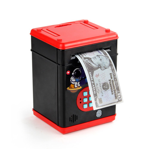 大容量指紋儲蓄罐兒童密碼箱 帶音樂自動卷錢存錢罐創意 大容量指紋儲蓄罐兒童密碼箱 帶音樂自動卷錢存錢罐創意