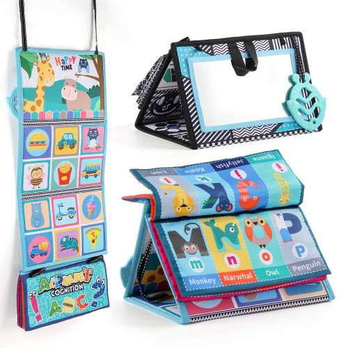 0-2嵗可折曡哈哈鏡寶寶布書 帶牙膠撕不爛嬰兒布書早教玩 0-2嵗可折曡哈哈鏡寶寶布書 帶牙膠撕不爛嬰兒布書早教玩