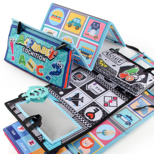 0-2嵗可折曡哈哈鏡寶寶布書 帶牙膠撕不爛嬰兒布書早教玩 0-2嵗可折曡哈哈鏡寶寶布書 帶牙膠撕不爛嬰兒布書早教玩