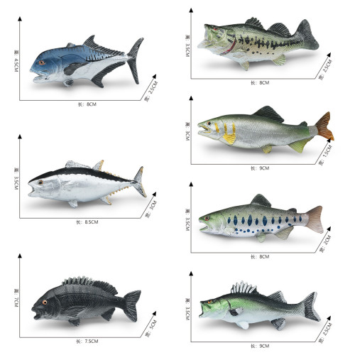 家仿真海洋動物真鯛魚牛港鯵鱸魚金槍魚三文魚靜態模型玩具
