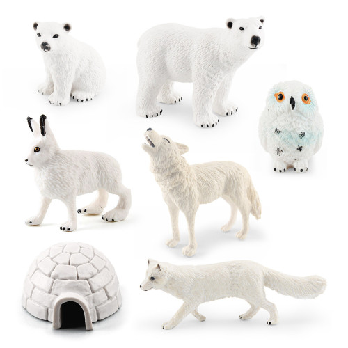 家仿真極地動物貓頭鷹白狐北極熊白狼冰屋模型桌面靜態擺件 家仿真極地動物貓頭鷹白狐北極熊白狼冰屋模型桌面靜態擺件