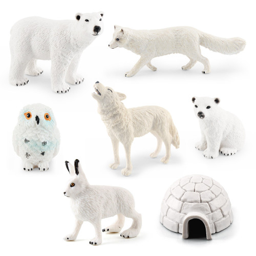 家仿真極地動物貓頭鷹白狐北極熊白狼冰屋模型桌面靜態擺件 家仿真極地動物貓頭鷹白狐北極熊白狼冰屋模型桌面靜態擺件
