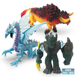 家仿真西方神話魔獸動物模型冰飛龍火鬭牛叢林之王怪物桌面