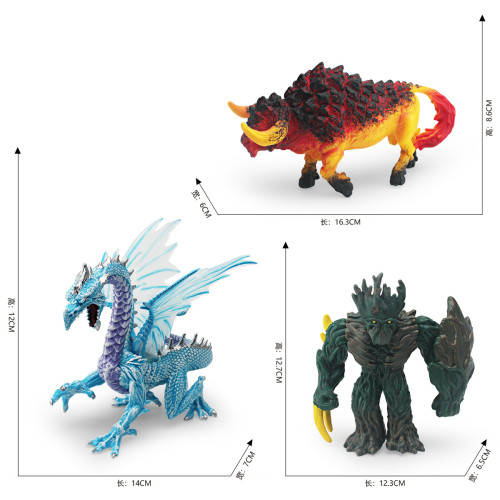 家仿真西方神話魔獸動物模型冰飛龍火鬭牛叢林之王怪物桌面 家仿真西方神話魔獸動物模型冰飛龍火鬭牛叢林之王怪物桌面