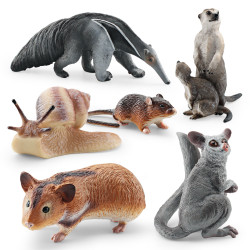 家 兒童認知仿真蝸牛袋鼯老鼠狐獴食蟻獸森林動物模型玩具