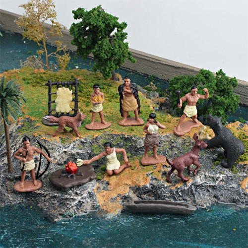 仿真波瓦印第安人人物模型擺件 捕獵野生動物模型益智玩具 仿真波瓦印第安人人物模型擺件 捕獵野生動物模型益智玩具