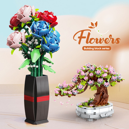 家兒童益智拼裝小顆粒積木花仿真聖誕樹桔子樹盆栽積木玩具 家兒童益智拼裝小顆粒積木花仿真聖誕樹桔子樹盆栽積木玩具