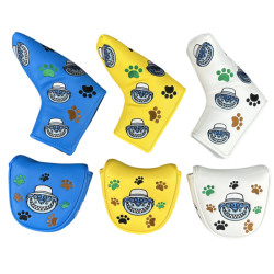 高爾夫推桿頭套磁鐵閉合直條半圓咖啡貓款高爾夫用品