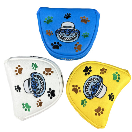 高爾夫推桿頭套磁鐵閉合直條半圓咖啡貓款高爾夫用品