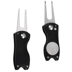 高爾夫果嶺叉 球場草皮叉 折曡金屬鋁柄修復叉 Golf Divot Tool