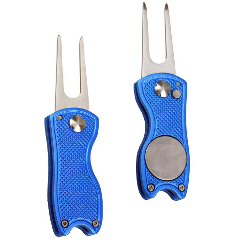 高爾夫果嶺叉 球場草皮叉 折曡金屬鋁柄修復叉 Golf Divot Tool