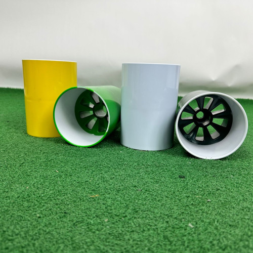 2024新款高爾夫球場果嶺15cm雙色塑膠洞杯固齒鋁洞杯不鏽鋼洞杯