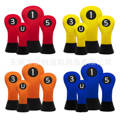 新款網布PU拼接木桿套簡約通用尺寸高爾夫球桿套配件禮品桿頭套