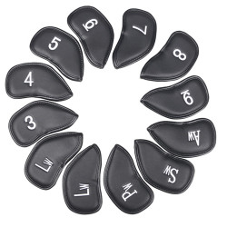 高爾夫球桿套 PU皮革高爾夫鐵桿保護套 球桿帽套 球桿頭套12支/套