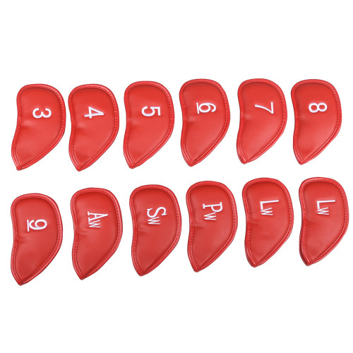 高爾夫球桿套 PU皮革高爾夫鐵桿保護套 球桿帽套 球桿頭套12支/套