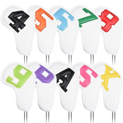 高爾夫鐵桿套 數字球桿保護套 高檔刺綉  防水耐磨PU桿頭套10個裝