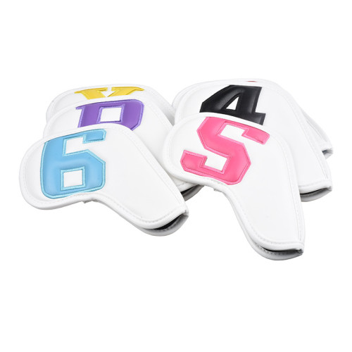 高爾夫鐵桿套 數字球桿保護套 高檔刺綉  防水耐磨PU桿頭套10個裝