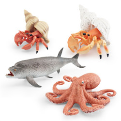 兒童仿真海洋動物模型小型寄居蟹劍射魚章魚海底世界動物模型