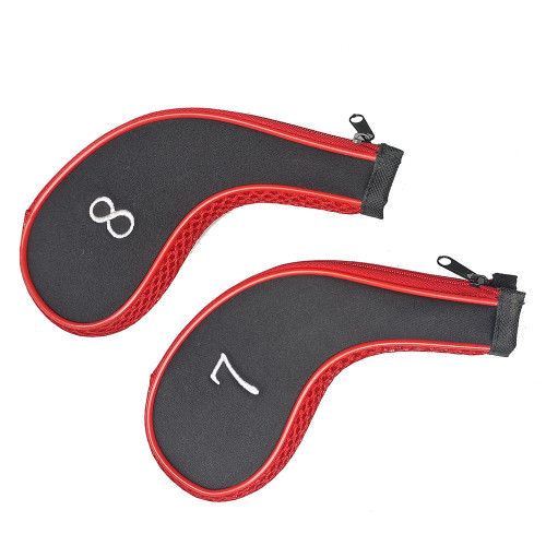 高爾夫鐵桿套 10衹裝鐵桿保護帽套 多色拉鍊桿套 3-9 A,SW,PW