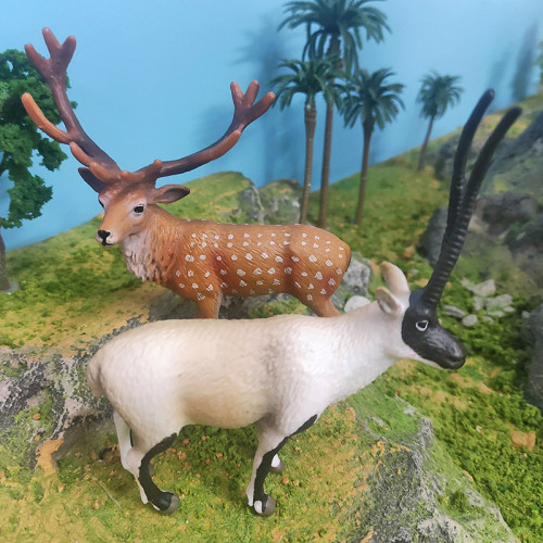 仿真森林動物模型兒童科教認知梅花鹿藏羚羊桌面裝飾擺件玩具