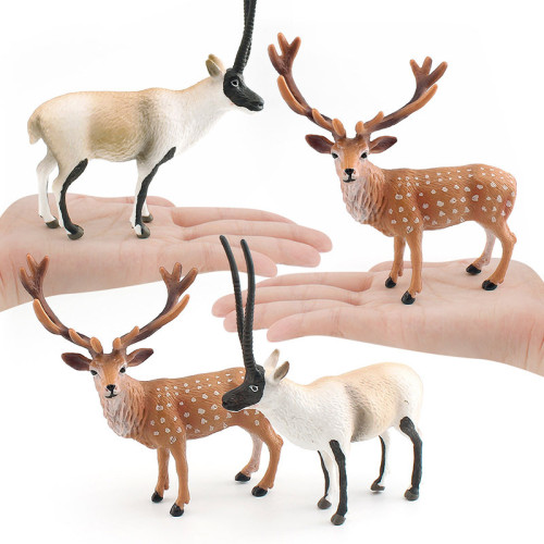 仿真森林動物模型兒童科教認知梅花鹿藏羚羊桌面裝飾擺件玩具