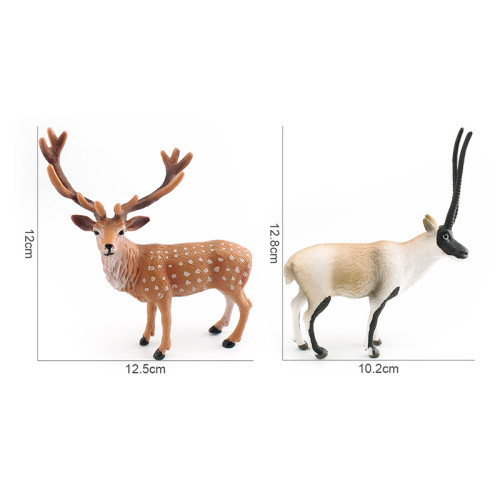 仿真森林動物模型兒童科教認知梅花鹿藏羚羊桌面裝飾擺件玩具