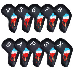 出口卡通骷髏頭高爾夫球鐵桿套保護套球頭套高爾夫桿頭套球迷用品