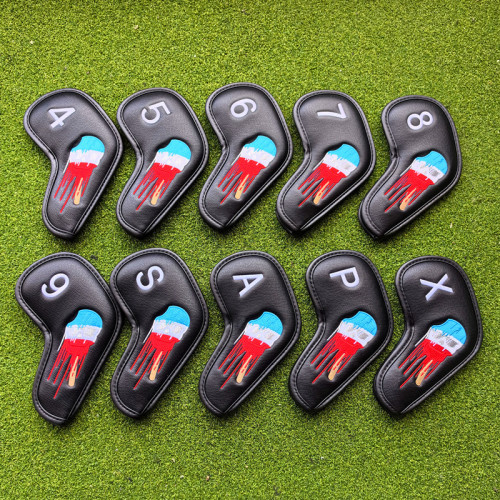 出口卡通骷髏頭高爾夫球鐵桿套保護套球頭套高爾夫桿頭套球迷用品