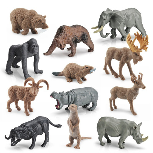 仿真森林動物模型兒童認知駝鹿灰熊眼鏡蛇獅子變色龍大象擺件 仿真森林動物模型兒童認知駝鹿灰熊眼鏡蛇獅子變色龍大象擺件